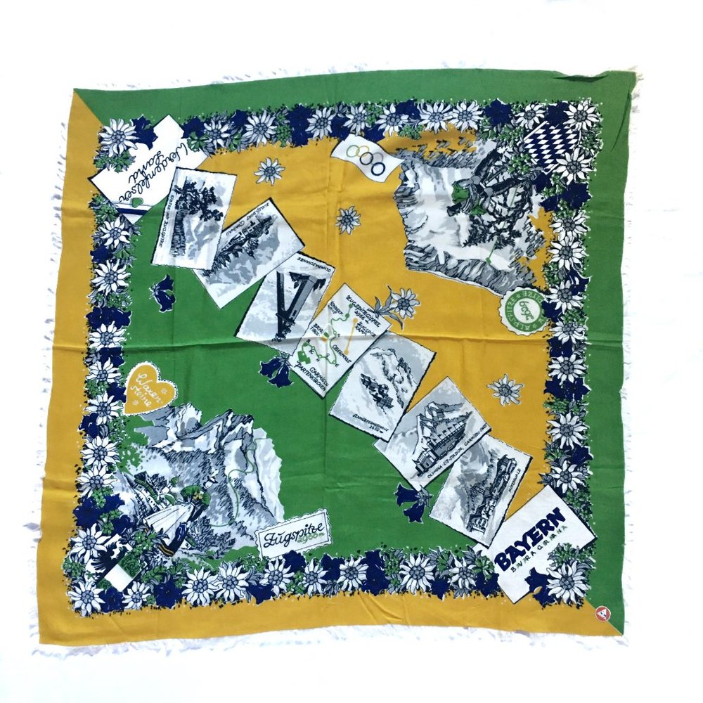 Vintage 1936 Bayern Olympics Rayon Scarf